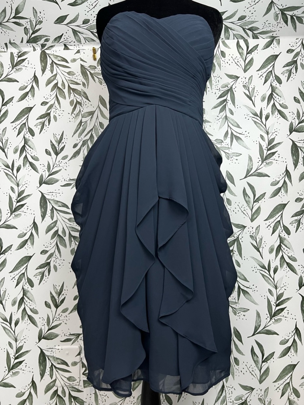Dark Blue Strapless Corset Bridesmaid Cocktail wedding Guest Dress Sz S 6 NWT